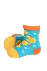 Хлопковые противоскользящие носки бирюзового цвета с милыми резиновыми уточками для малышей PARDIRALLI (утиное ралли) цена и информация | Колготки, носочки для новорожденных | kaup24.ee
