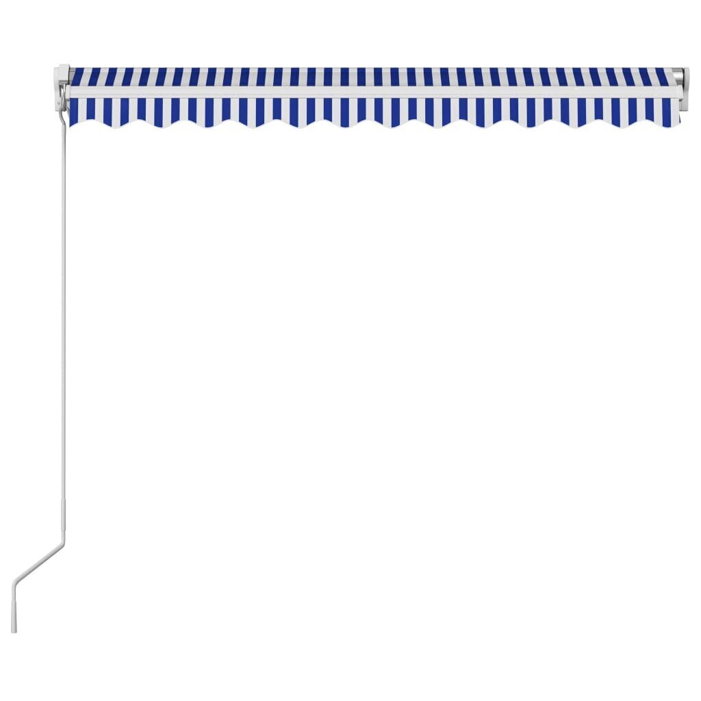 vidaXL käsitsi sissetõmmatav varikatus, 300 x 250 cm, sinine ja valge hind ja info | Päikesevarjud, markiisid ja alused | kaup24.ee