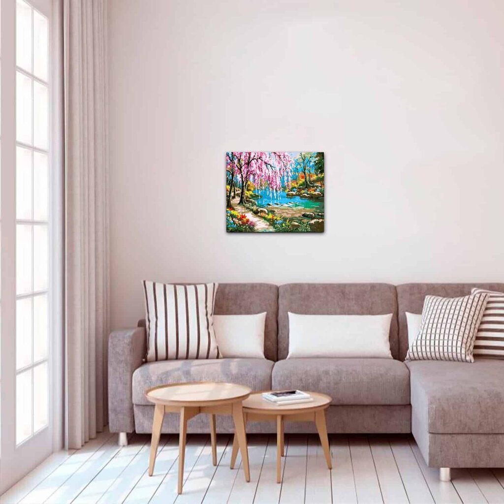 Maalid numbrite järgi TM TSVETNOY Sakura jõe ääres, 40x50 cm hind ja info | Maalid numbri järgi | kaup24.ee