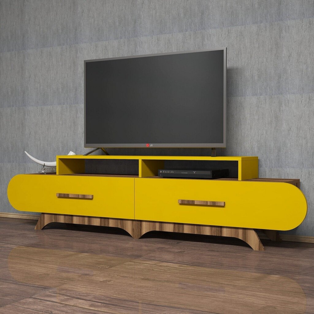 TV-laud Kalune Design 845, 205 cm, pruun/kollane hind ja info | TV alused | kaup24.ee