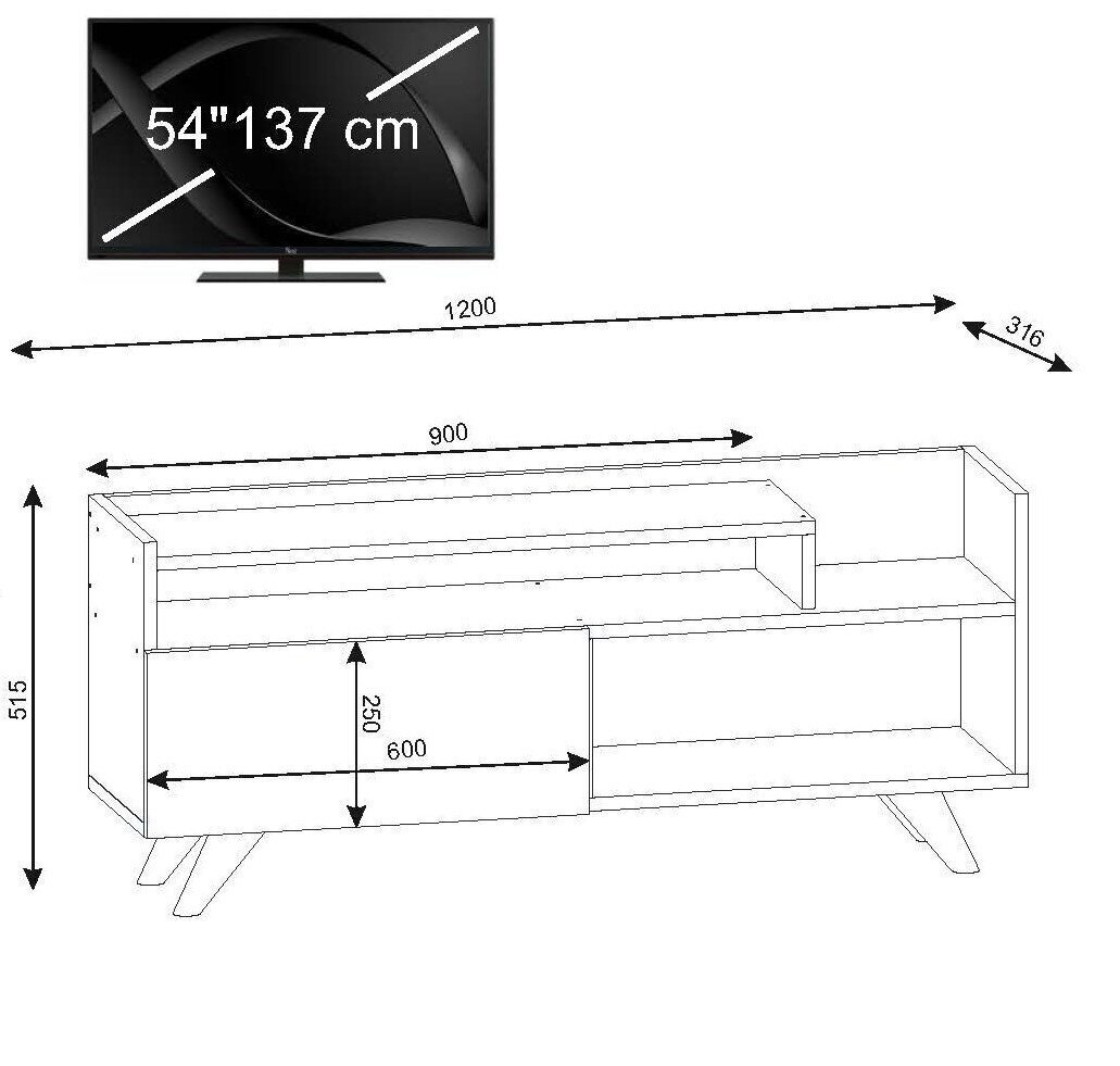 TV-laud Kalune Design 745(II), 120 cm, valge hind ja info | TV alused | kaup24.ee