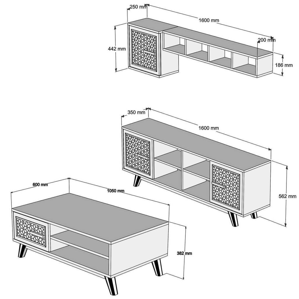 Elutoamööbli komplekt Kalune Design 845(II), tumepruun/sinine hind ja info | Sektsioonid | kaup24.ee