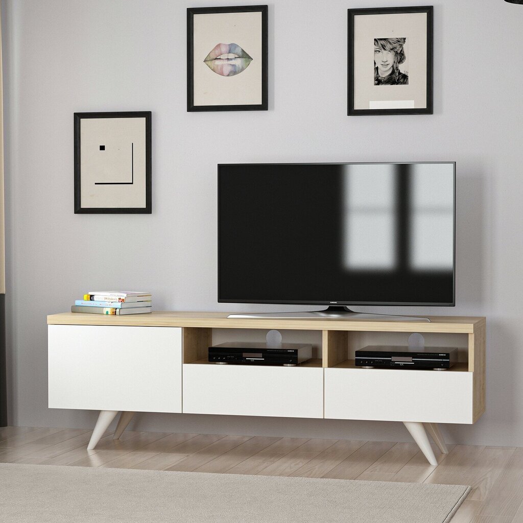 TV-laud Kalune Design 382(II), 150 cm, valge/beež värv hind ja info | TV alused | kaup24.ee