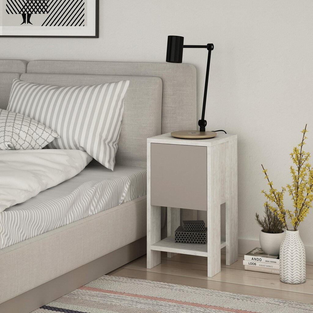 Öökapp Kalune Design 776 (I), 55 cm, valge/helepruun hind ja info | Öökapid | kaup24.ee