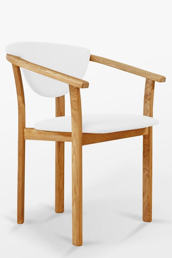 Tammepuidust tool Aleksis, lumivalge kunstnahk, õlitatud hind ja info | Söögilaua toolid, köögitoolid | kaup24.ee