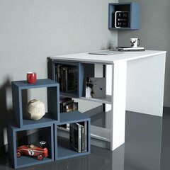 Письменный стол с полкой Kalune Design 845 (II), белый/синий цена и информация | Компьютерные, письменные столы | kaup24.ee