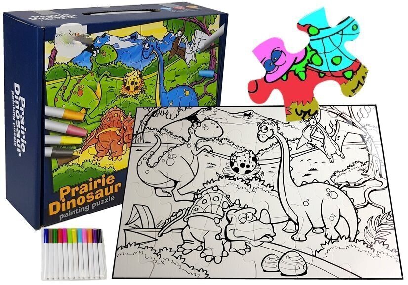 Värvitav pusle Dinosaurused, 24 o. hind ja info | Arendavad mänguasjad | kaup24.ee