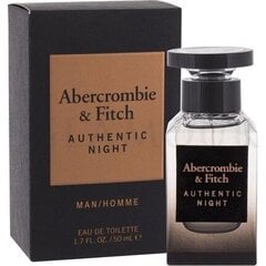 Tualettvesi Abercrombie & Fitch Authentic Night Man EDT 50 ML цена и информация | Мужские духи | kaup24.ee