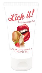 Массажное масло Lick It игристое вино с клубникой, 50 мл цена и информация | Lick it Эротические товары | kaup24.ee