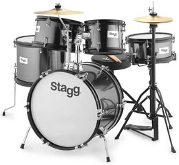 Laste trummikomplekt Stagg TIM JR 5/16B BK, 5-osaline цена и информация | Ударные инструменты | kaup24.ee