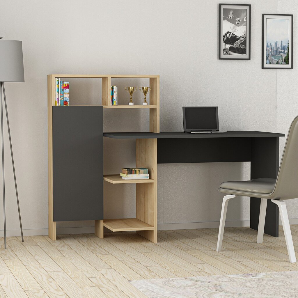 Kirjutuslaud Kalune Design 550 (I), 111,8 cm, hall/helepruun hind ja info | Arvutilauad, kirjutuslauad | kaup24.ee