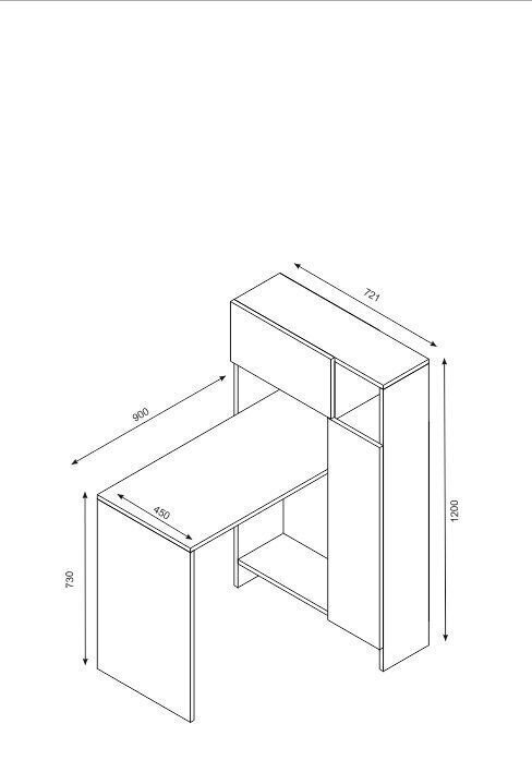 Kirjutuslaud riiuliga Kalune Design 756, valge/pruun hind ja info | Arvutilauad, kirjutuslauad | kaup24.ee