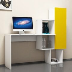 Kirjutuslaud riiuliga Kalune Design 845 (I), valge/kollane цена и информация | Компьютерные, письменные столы | kaup24.ee