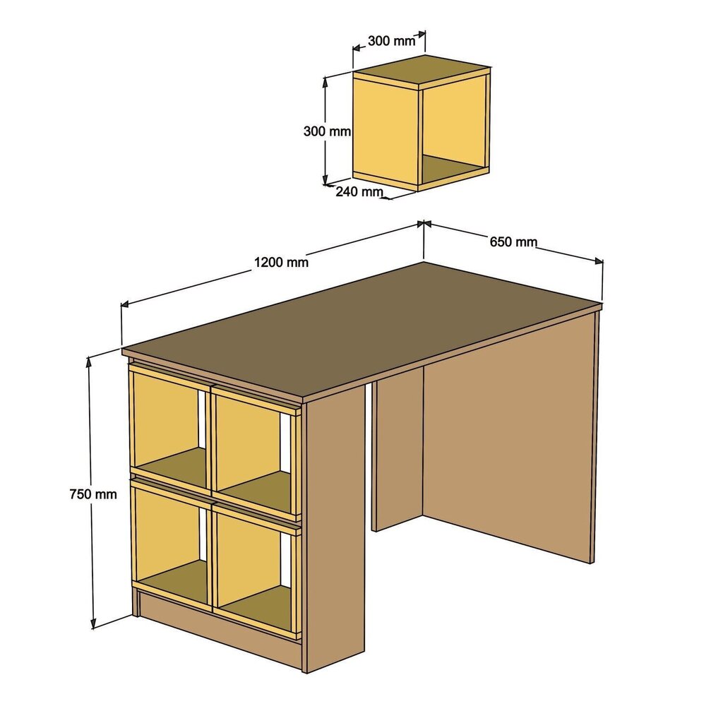 Kirjutuslaud Kalune Design 845 (I), pruun/valge hind ja info | Arvutilauad, kirjutuslauad | kaup24.ee