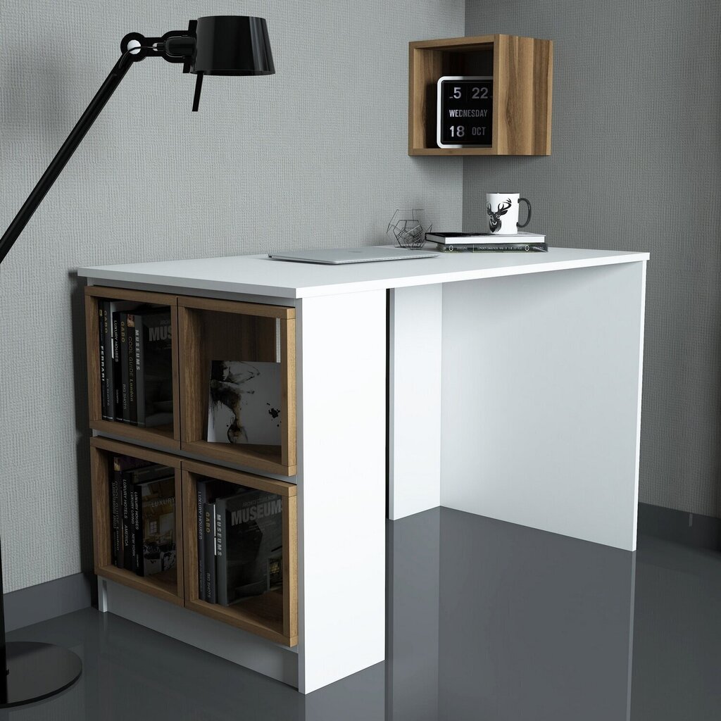 Kirjutuslaud Kalune Design 845 (I), valge/pruun hind ja info | Arvutilauad, kirjutuslauad | kaup24.ee