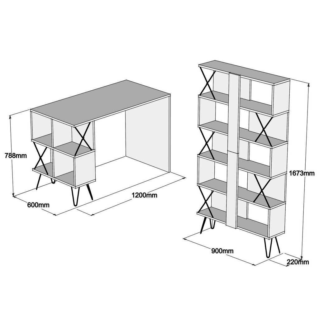 Kirjutuslaud raamaturiiuliga Kalune Design 845 (IV), must/pruun цена и информация | Arvutilauad, kirjutuslauad | kaup24.ee