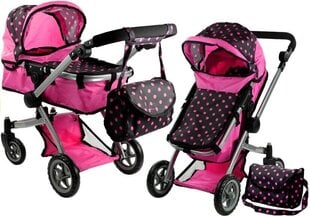 Детская кукольная коляска 2in1, розовая с точками цена и информация | Игрушки для девочек | kaup24.ee