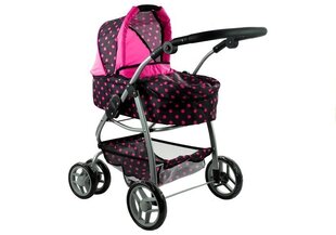 Детская кукольная коляска 2in1, черная с розовыми точками цена и информация | Игрушки для девочек | kaup24.ee