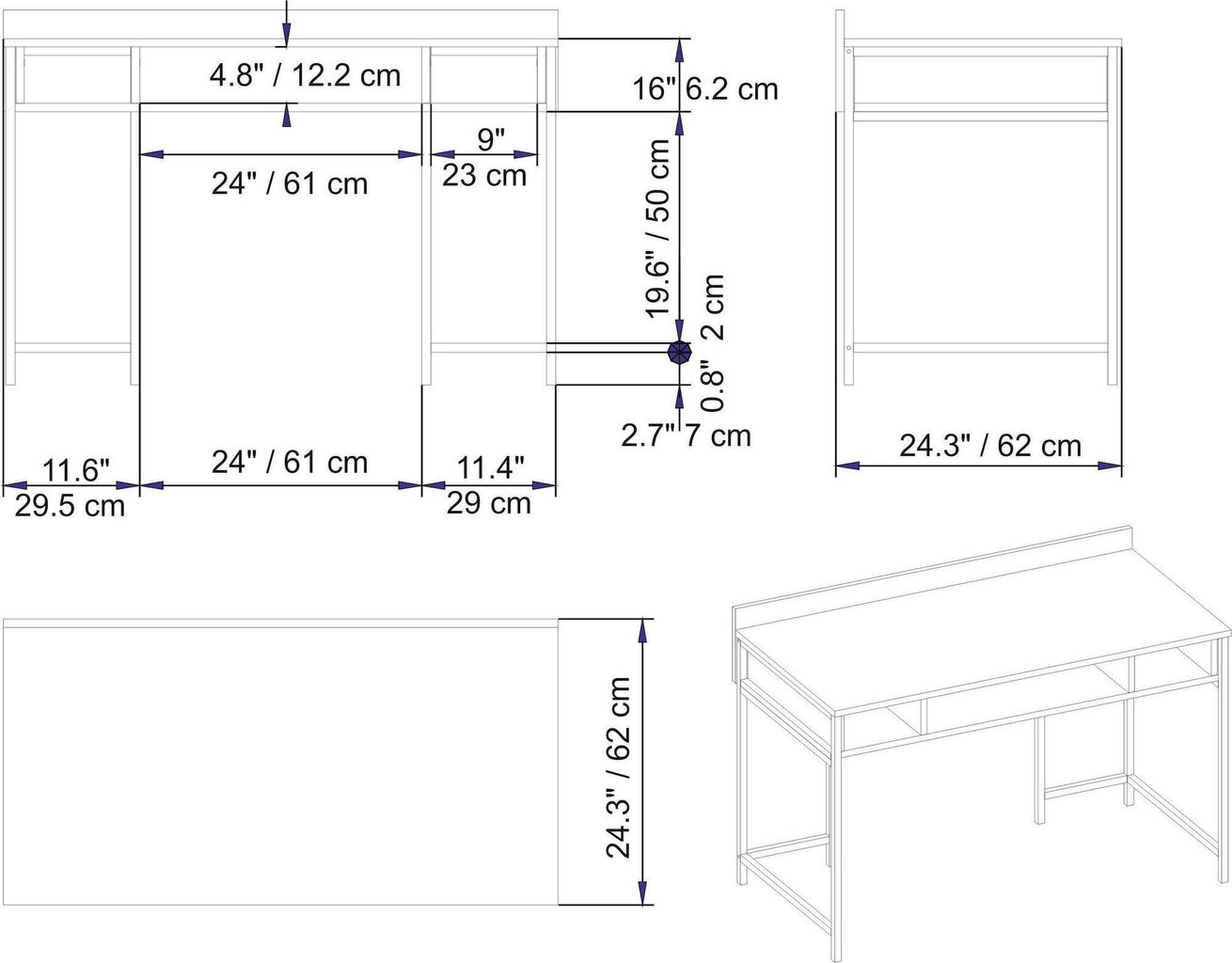 Kirjutuslaud Kalune Design 541, 75,2 cm, valge/kuldne värv hind ja info | Arvutilauad, kirjutuslauad | kaup24.ee