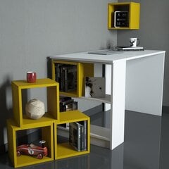 Kirjutuslaud riiuliga Kalune Design 845 (II), valge/kollane hind ja info | Arvutilauad, kirjutuslauad | kaup24.ee