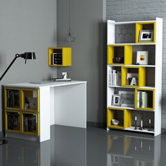 Kirjutuslaud riiuliga Kalune Design 845 (II), valge/kollane hind ja info | Arvutilauad, kirjutuslauad | kaup24.ee