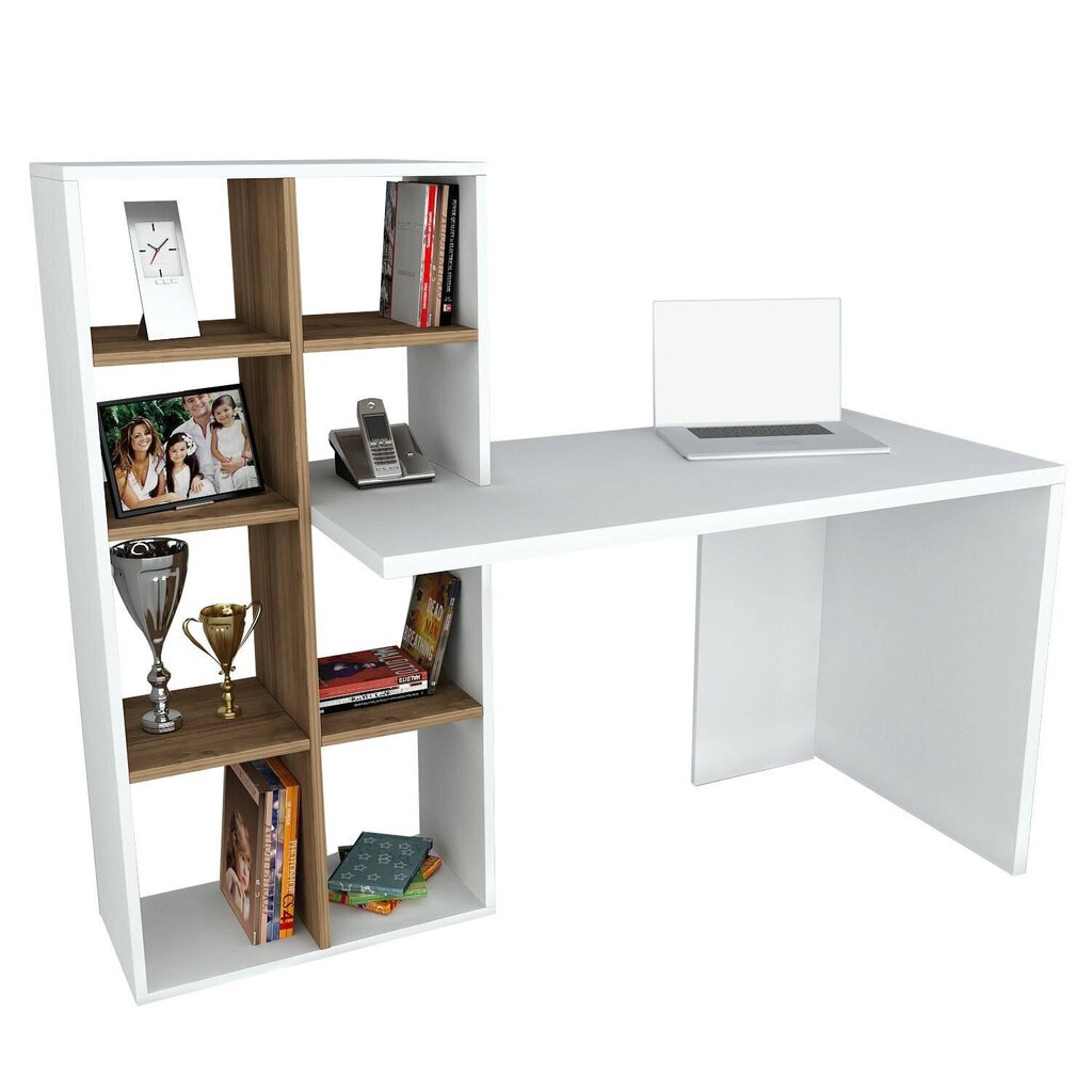 Kirjutuslaud Kalune Design 731, 123,6 cm, valge/pruun hind ja info | Arvutilauad, kirjutuslauad | kaup24.ee