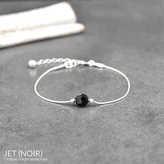 Серебряный браслет Faceted Bead, Jet цена и информация | Женские браслеты | kaup24.ee