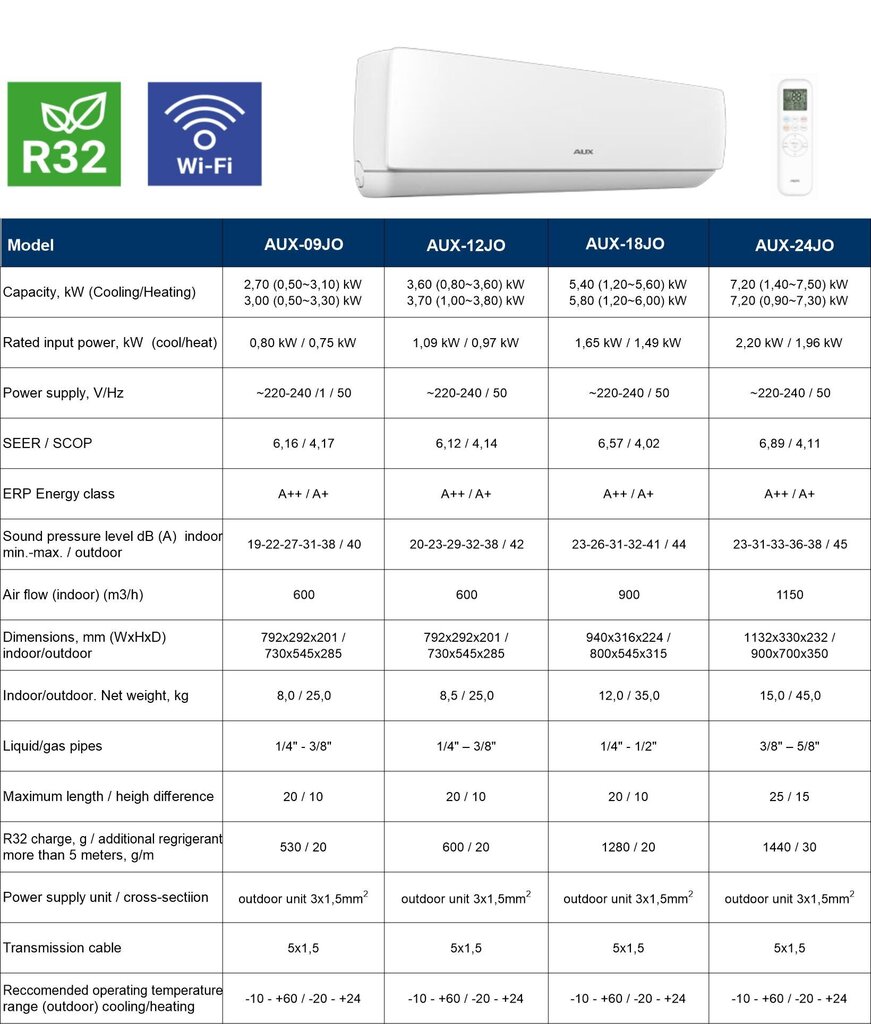 Õhksoojuspump AUX J-SMART 09 WiFi Inverter hind ja info | Õhksoojuspumbad, konditsioneerid | kaup24.ee