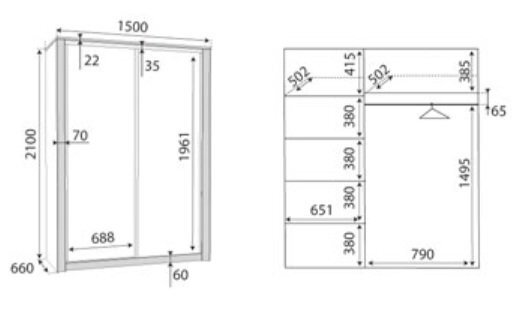 Riidekapp Oliwier 03/D hind ja info | Kapid | kaup24.ee