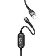 USB/Lightning kaabel USAMS, must, 120cm (voolu mõõtmisega) hind ja info | Mobiiltelefonide kaablid | kaup24.ee