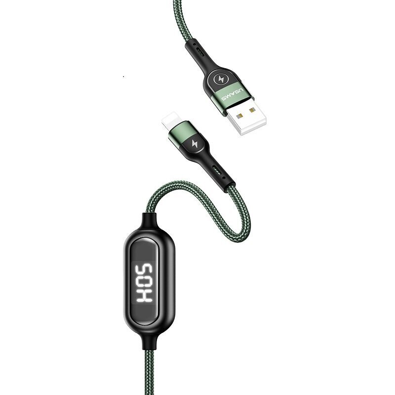 USB/Lightning kaabel USAMS , roheline, 120cm (voolu mõõtmisega) hind ja info | Mobiiltelefonide kaablid | kaup24.ee