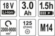 Nurklihvija juhtmeta (harjadeta) 18V 3 Ah Li-Ion, d-125mm Yato (YT-82829) цена и информация | Lihvmasinad ja ketaslõikurid | kaup24.ee