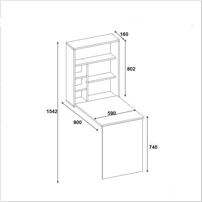 Kirjutuslaud Kalune Design 550 (II), 154,2 cm, hall цена и информация | Arvutilauad, kirjutuslauad | kaup24.ee