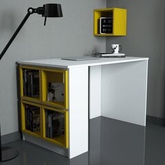 Письменный стол Kalune Design 845 (I), белый/желтый цена и информация | Компьютерные, письменные столы | kaup24.ee