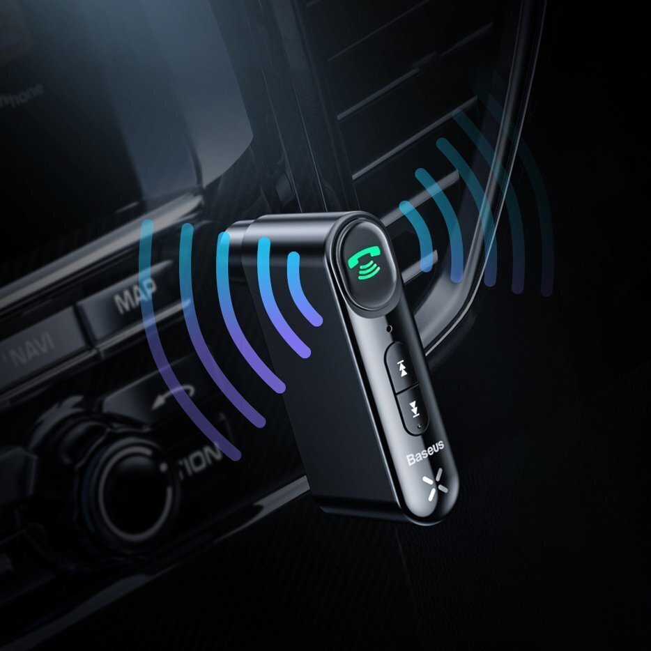 Käed vabad seade helivastuvõtja adapteriga BASEUS, „Bluetooth 5.0“ AUX, 3.5mm, must цена и информация | Mobiiltelefonide kaablid | kaup24.ee