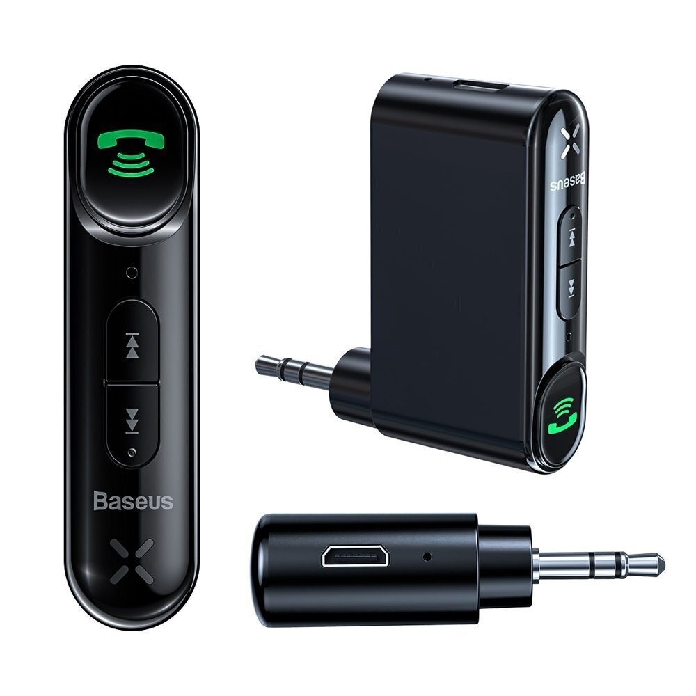 Käed vabad seade helivastuvõtja adapteriga BASEUS, „Bluetooth 5.0“ AUX, 3.5mm, must hind ja info | Mobiiltelefonide kaablid | kaup24.ee