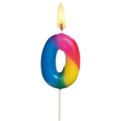 Susy Card Свеча на день рождения, номер 0, красочный, 5 cм  цена и информация | Гудки для вечеринки Clown Face (4шт.) | kaup24.ee