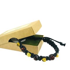 Плетеный черный браслет с кусочками янтаря цена и информация | Мужские украшения | kaup24.ee