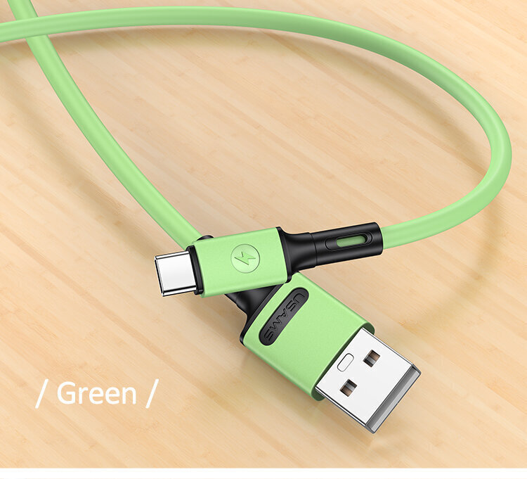 Kaabel USB/Type-C USAMS, roheline, 100cm hind ja info | Mobiiltelefonide kaablid | kaup24.ee