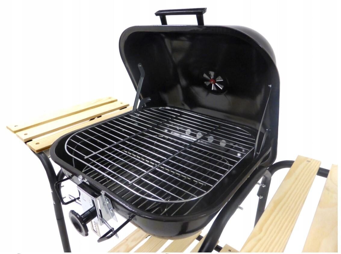 BBQ grill kaanega ja puidust riiulitega hind ja info | Grillid | kaup24.ee