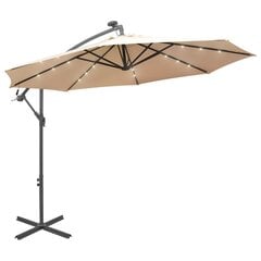 Päikesevari, LED, 300 cm, pruun hind ja info | Päikesevarjud, markiisid ja alused | kaup24.ee