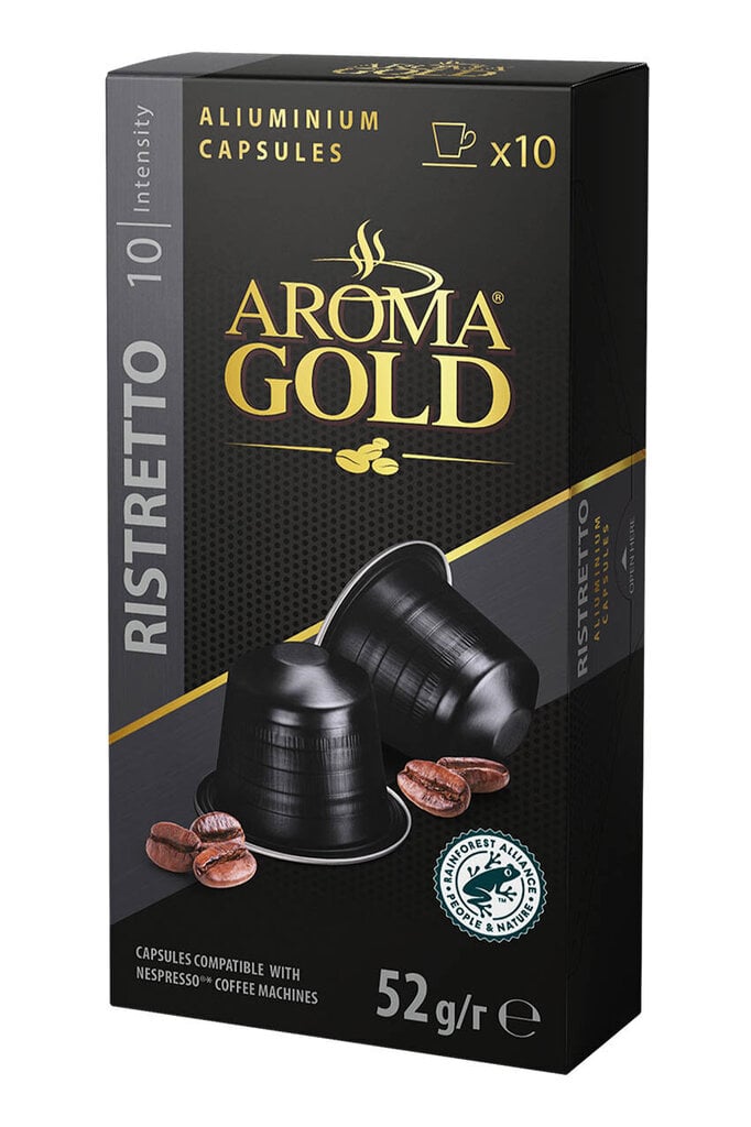 Kohvikapslid AROMA GOLD Ristretto, 10 tk, 52g, Nespresso® seadmetele цена и информация | Kohv, kakao | kaup24.ee