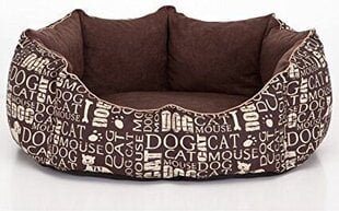 Hobbydog лежак New York, M, Brown Words, 50x40 см цена и информация | Лежаки, домики | kaup24.ee