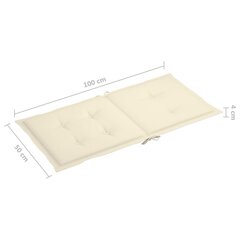 vidaXL aiatooli istmepadjad 4 tk kreemjasvalge 100 x 50 x 3 cm цена и информация | Декоративные подушки и наволочки | kaup24.ee