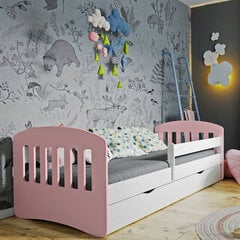 Детская кровать с матрасом Selsey Pamma, 80x140 см, белая/светло-розовая цена и информация | Детские кровати | kaup24.ee