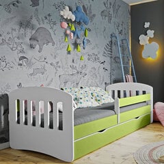 Детская кровать с матрасом Selsey Pamma, 80x140 см, белая/зеленая цена и информация | Детские кровати | kaup24.ee