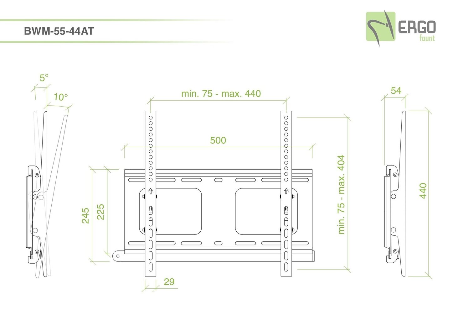 Telerihoidik ERGOFOUNT BWM-55-44AT (32 "- 55") hind ja info | Teleri seinakinnitused ja hoidjad | kaup24.ee