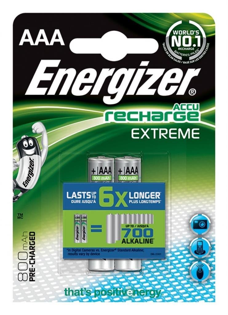 ENERGIZER rechargeable batteries Extreme AAA HR03 800mAh 1.2V B2 hind ja info | Patareid | kaup24.ee