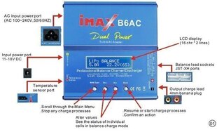 Toiteallikaga laadija + adapterid ja temperatuuriandur "Imax B6AC" 80W hind ja info | Akulaadijad | kaup24.ee