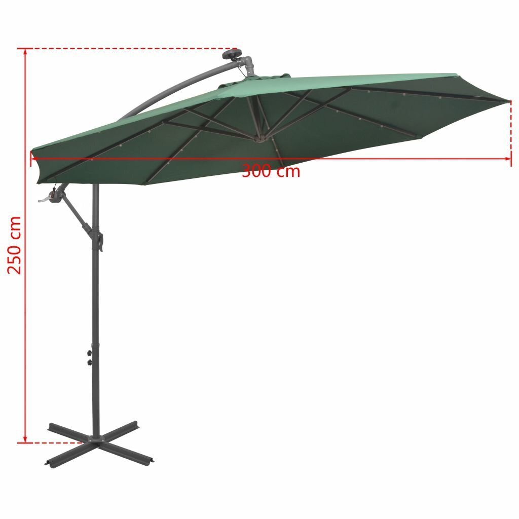 Päikesevari, 300 cm, roheline hind ja info | Päikesevarjud, markiisid ja alused | kaup24.ee